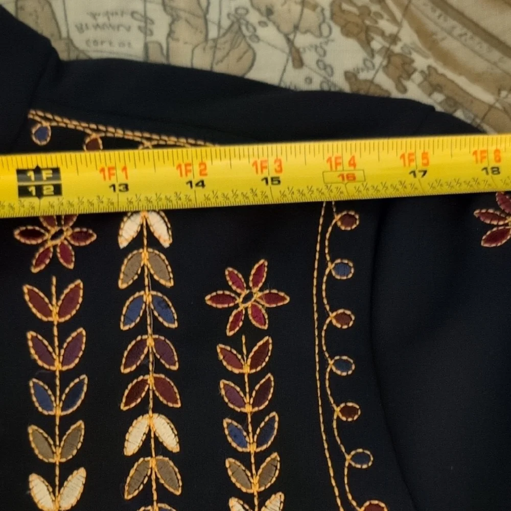 Dennis Basso Midnight Blue Jacket Embroidered Floral Classy Zip Front 16 - Picture 14 of 16